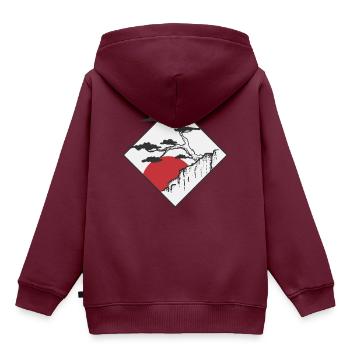 Japanisch Japan China Korea Asien Simpel Geschenk - Kinder Premium Organic Hoodie - Burgunderrot - Hinten - AI Model Kid Female (0cm)