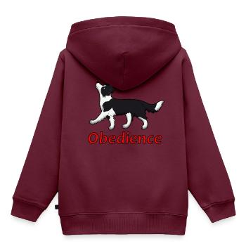 Obedience Border Collie Schrift - Kinder Premium Organic Hoodie - Burgunderrot - Hinten - AI Model Kid Female (0cm)