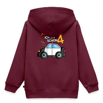 Polizei 4. Geburtstag Jungen Auto - Kinder Premium Organic Hoodie - Burgunderrot - Hinten - AI Model Kid Female (0cm)