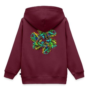 Cooles Protein Molekül Chemie Nerd Hämoglobin - Kinder Premium Organic Hoodie - Burgunderrot - Hinten - AI Model Kid Female (0cm)