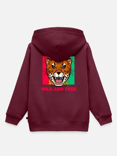 Wild and Free tiger - Kinder Premium Organic Hoodie - Burgunderrot