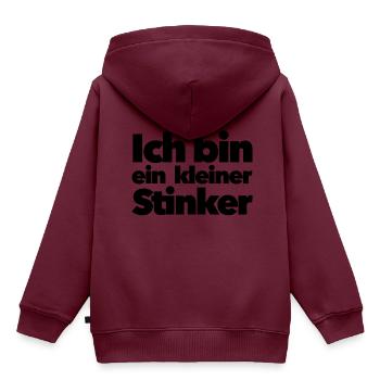Ich bin ein kleiner Stinker - Spaß - Kinder Premium Organic Hoodie - Burgunderrot - Hinten - AI Model Kid Female (0cm)