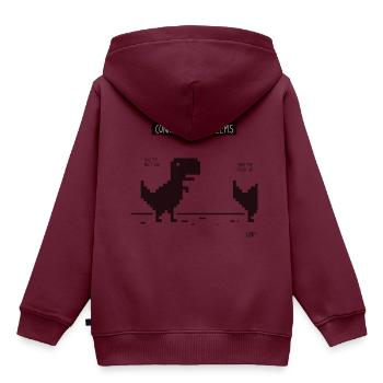 Dino - Chrome - Kinder Premium Organic Hoodie - Burgunderrot - Hinten - AI Model Kid Female (0cm)