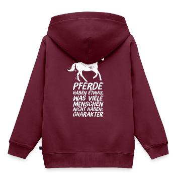 Reiterin Reiter Reitersprüche Charakter - Kinder Premium Organic Hoodie - Burgunderrot - Hinten - AI Model Kid Female (0cm)