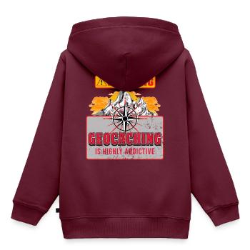 Geocaching - Kinder Premium Organic Hoodie - Burgunderrot - Hinten - AI Model Kid Female (0cm)