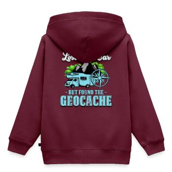 Geocaching - Kinder Premium Organic Hoodie - Burgunderrot - Hinten - AI Model Kid Female (0cm)
