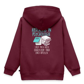 Psychologie Studium - Kinder Premium Organic Hoodie - Burgunderrot - Hinten - AI Model Kid Female (0cm)