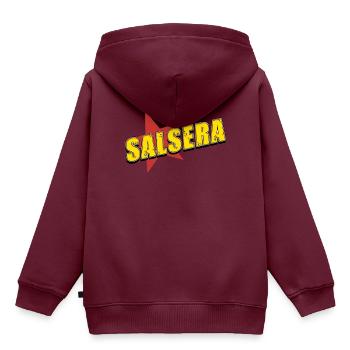 Salsa - Kinder Premium Organic Hoodie - Burgunderrot - Hinten - AI Model Kid Female (0cm)