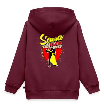 Salsa - Kinder Premium Organic Hoodie - Burgunderrot - Hinten - AI Model Kid Female (0cm)