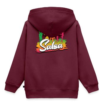 Salsa - Kinder Premium Organic Hoodie - Burgunderrot - Hinten - AI Model Kid Female (0cm)