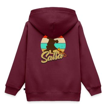 Salsa - Kinder Premium Organic Hoodie - Burgunderrot - Hinten - AI Model Kid Female (0cm)