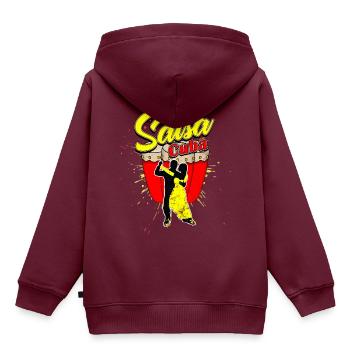 Salsa - Kinder Premium Organic Hoodie - Burgunderrot - Hinten - AI Model Kid Female (0cm)