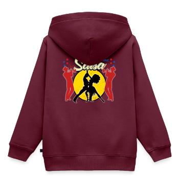 Salsa - Kinder Premium Organic Hoodie - Burgunderrot - Hinten - AI Model Kid Female (0cm)