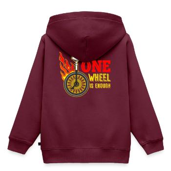 Einrad - Kinder Premium Organic Hoodie - Burgunderrot - Hinten - AI Model Kid Female (0cm)