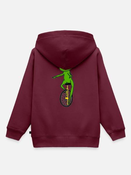 Einrad, Einrad Frosch - Kinder Premium Organic Hoodie - Burgunderrot