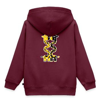 Wickelgiraffen - Kinder Premium Organic Hoodie - Burgunderrot - Hinten - AI Model Kid Female (0cm)