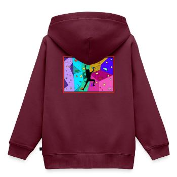 Sportklettern, Bouldern - Kinder Premium Organic Hoodie - Burgunderrot - Hinten - AI Model Kid Female (0cm)