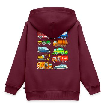 Fahrzeuge Feuerwehr Traktor Bagger Müllabfuhr - Kinder Premium Organic Hoodie - Burgunderrot - Hinten - AI Model Kid Female (0cm)