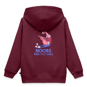 Gamer Noob Flamingo lustig Geschenk - Kinder Premium Organic Hoodie - Burgunderrot - Hinten - AI Model Kid Female (0cm)