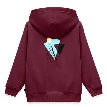 Hippe abstrakte, geometrische Formen & Shapes - Kinder Premium Organic Hoodie - Burgunderrot - Hinten - AI Model Kid Female (0cm)