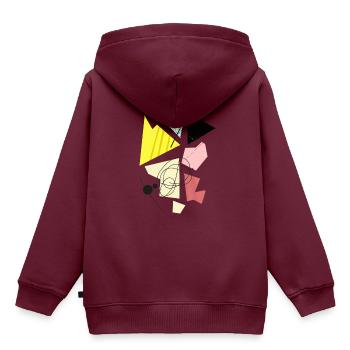 Hippe abstrakte, geometrische Formen & Shapes - Kinder Premium Organic Hoodie - Burgunderrot - Hinten - AI Model Kid Female (0cm)