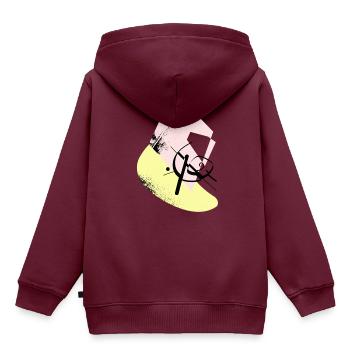 Hippe abstrakte, geometrische Formen & Shapes - Kinder Premium Organic Hoodie - Burgunderrot - Hinten - AI Model Kid Female (0cm)