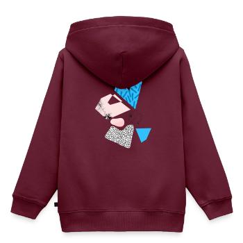 Hippe abstrakte, geometrische Formen & Shapes - Kinder Premium Organic Hoodie - Burgunderrot - Hinten - AI Model Kid Female (0cm)