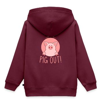 Schwein, Schwein Schweine, Schwein Bauer - Kinder Premium Organic Hoodie - Burgunderrot - Hinten - AI Model Kid Female (0cm)