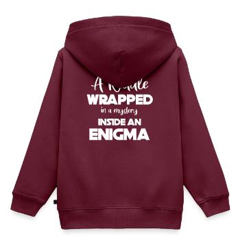 A Riddle Wrapped in a mystery - Kinder Premium Organic Hoodie - Burgunderrot - Hinten - AI Model Kid Female (0cm)