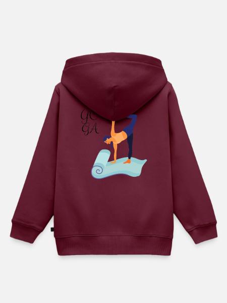 YOGA - Kinder Premium Organic Hoodie - Burgunderrot