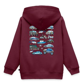 Polizeiautos Cop Fahrzeuge Streifenwagen Polizei - Kinder Premium Organic Hoodie - Burgunderrot - Hinten - AI Model Kid Female (0cm)