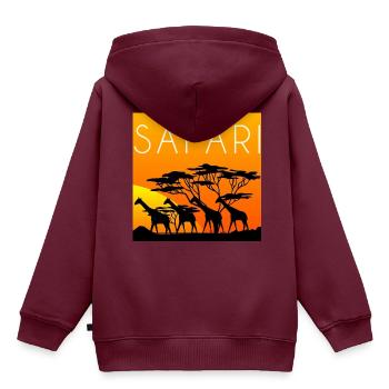 safari mit giraffen,safari,giraffen - Kinder Premium Organic Hoodie - Burgunderrot - Hinten - AI Model Kid Female (0cm)
