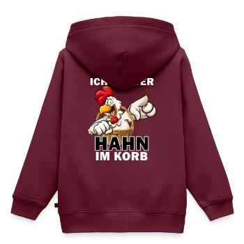 Ich bin der Hahn im Korb - Kinder Premium Organic Hoodie - Burgunderrot - Hinten - AI Model Kid Female (0cm)