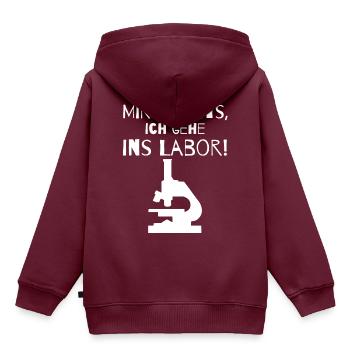 Mir reichts, ich gehe ins Labor! - Kinder Premium Organic Hoodie - Burgunderrot - Hinten - AI Model Kid Female (0cm)