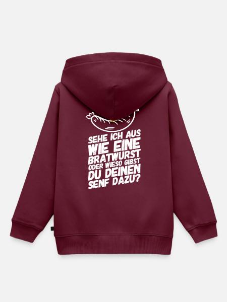Bratwurst Senf Sprüche - Kinder Premium Organic Hoodie - Burgunderrot