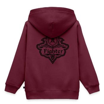 Fighter JDR - Emblem Krieger Rollenspiel RPG DM - Kinder Premium Organic Hoodie - Burgunderrot - Hinten - AI Model Kid Female (0cm)