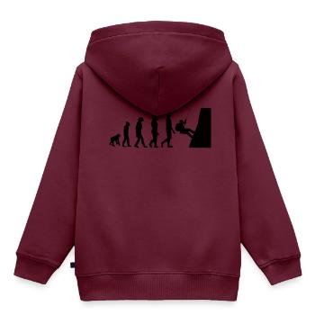 ENTWICKLUNG ESKALATION - Kinder Premium Organic Hoodie - Burgunderrot - Hinten - AI Model Kid Female (0cm)