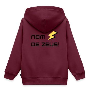 NAME VON ZEUS! - Kinder Premium Organic Hoodie - Burgunderrot - Hinten - AI Model Kid Female (0cm)