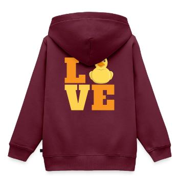 Badeente Liebe Ente - Kinder Premium Organic Hoodie - Burgunderrot - Hinten - AI Model Kid Female (0cm)