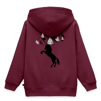 Wild Wildpferde Hengst Pferd Reiter - Kinder Premium Organic Hoodie - Burgunderrot - Hinten - AI Model Kid Female (0cm)