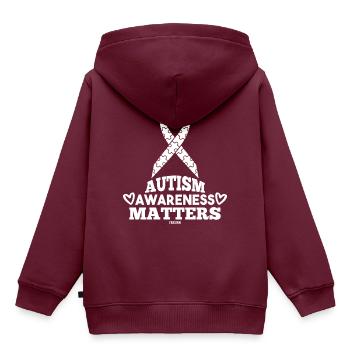 Autismus Asperger Tochter Herz Liebe - Kinder Premium Organic Hoodie - Burgunderrot - Hinten - AI Model Kid Female (0cm)