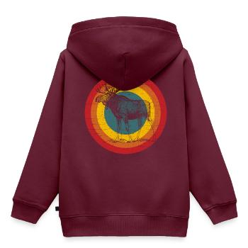 Elch - Kinder Premium Organic Hoodie - Burgunderrot - Hinten - AI Model Kid Female (0cm)