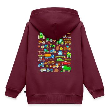Traktor Kinder Fahrzeug Design - Kinder Premium Organic Hoodie - Burgunderrot - Hinten - AI Model Kid Female (0cm)