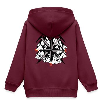 Gebirge Gipfel Berg Kompass Spitzhacke Bergsport - Kinder Premium Organic Hoodie - Burgunderrot - Hinten - AI Model Kid Female (0cm)