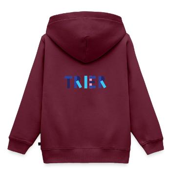 Trier Geometrie - Kinder Premium Organic Hoodie - Burgunderrot - Hinten - AI Model Kid Female (0cm)