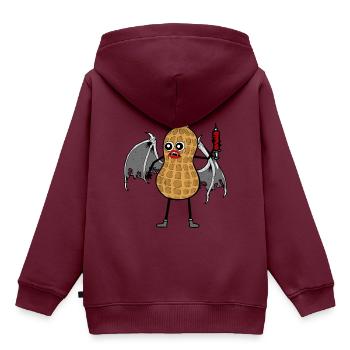 Horror Erdnuss Vampir Halloween Blutsauger Spritze - Kinder Premium Organic Hoodie - Burgunderrot - Hinten - AI Model Kid Female (0cm)