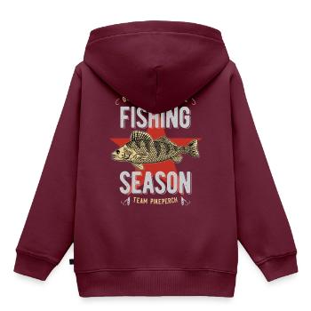 Zander Pikeperch - Kinder Premium Organic Hoodie - Burgunderrot - Hinten - AI Model Kid Female (0cm)