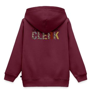 Information Sachbearbeiter Leopardenprint lustig - Kinder Premium Organic Hoodie - Burgunderrot - Hinten - AI Model Kid Female (0cm)