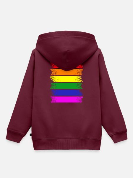 Regenbogenstreifen quer - Kinder Premium Organic Hoodie - Burgunderrot