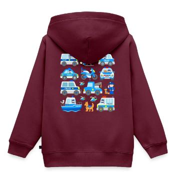 Polizei Fahrzeuge Polizeiauto - Kinder Premium Organic Hoodie - Burgunderrot - Hinten - AI Model Kid Female (0cm)